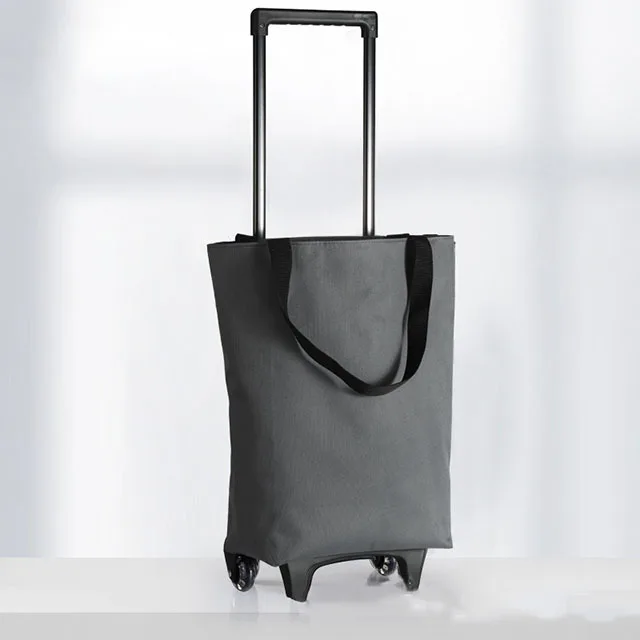 Borsa per carrello pieghevole su ruote, in tessuto Oxford, pieghevole, con ruote, carrello della spesa per casa e supermercato (rosso