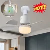 E27 Screw Head LED Fan Light Remote Control Three Color Dimming Detachable Fan Leaf for Kitchen Bedroom Smart Silent Use 85-265V 3
