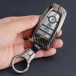 Carbon Fiber Car Key Fob Case Cover with Chain (With Keychain)