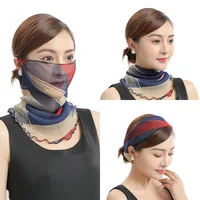 Summer New Face Mask Neckerchief Women Print Thin Scarf Sunscreen Soft Lady Three Usage Neck Collar Pullover Scarves Headbands 1