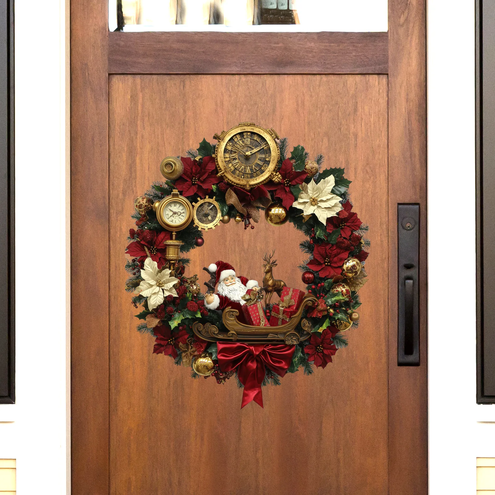 Cartoon Santa Claus 3D Stereo Garland Pendant Holiday Party Door and Window Decoration Wall Sticker for Home and Living Spaces