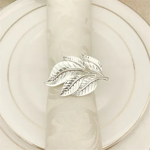 

6pcs Western Restaurant Metal Tree Leaf Napkin Ring Hotel Napkin Holder Napkin Button Towel Buckle For Wedding Party Decor