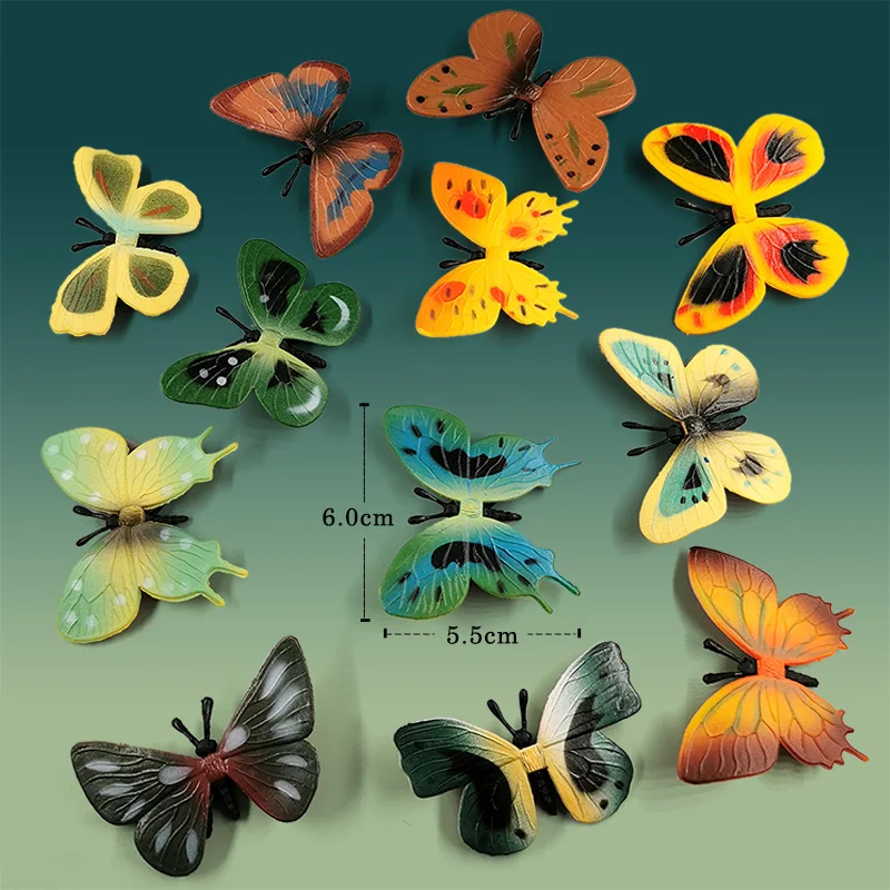 thumbnail image 1 of Figuras de acción de animales de granja para niños, 12 piezas, insectos, arañas, mariposas, peces, dinosaurios, perros, gatos y caballos, 1 of 5