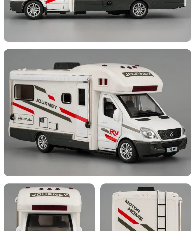 Neue 1:30 Legierung Luxus RV Caravan Auto Modell Metall Camper Van Wohnmobil Tourenwagen Fahrzeuge Modell Sound und Licht Kinder Spielzeug Geschenke – Detail 13