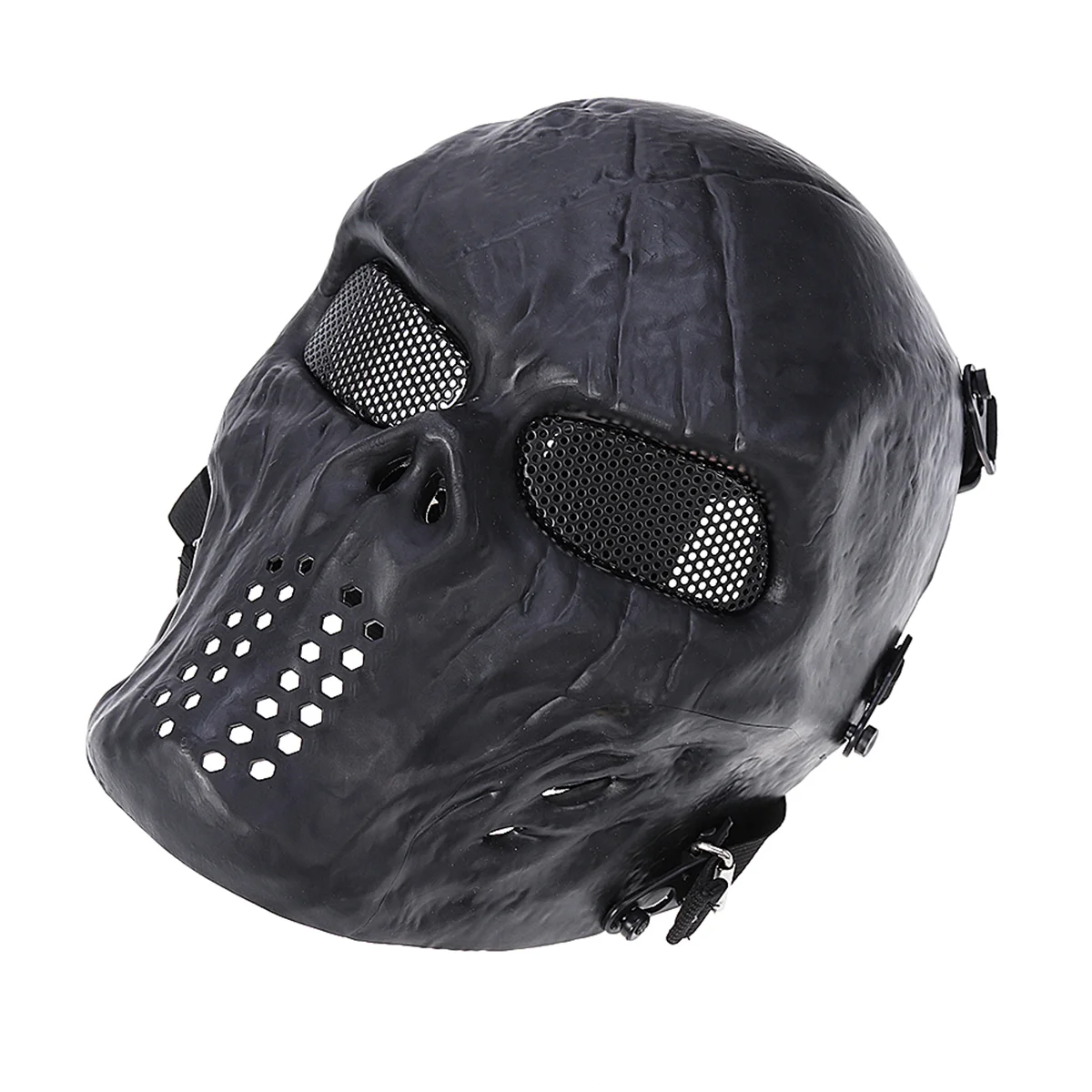 CS Field Mask Halloween Party Costume Mask Adjustable Combat Protective Face Ear Protection Conquer (Black)