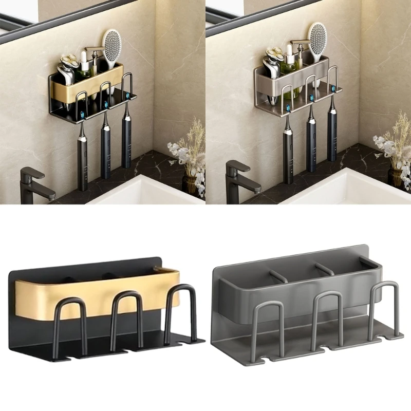

Electric Toothbrush Holder Aluminum Wall Mounted 3 Slot Toothbrush