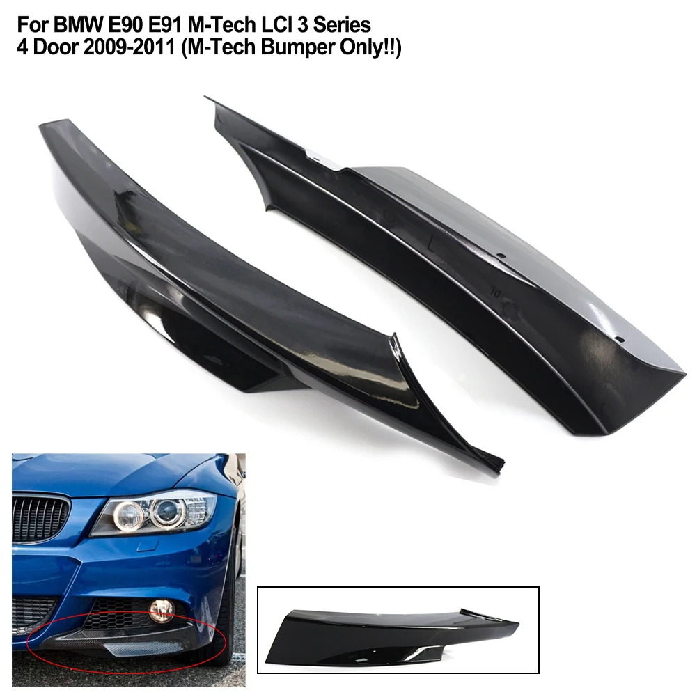 Splitter Laterale Paraurti Anteriore Nero Lucido Facile Da Installare Per Bmw Serie 3 E90 Mtech Lci Resistente Al Calore E Alla Corrosione