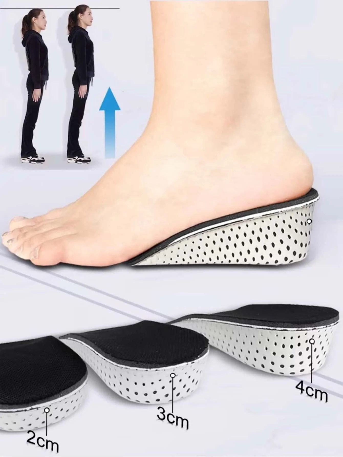 Invisible Height Increase Insoles EVA Memory Foam Men Women Shoe Insole Heel Lifting 2 3 4CM Taller Cushion Heighten Shoe Pad