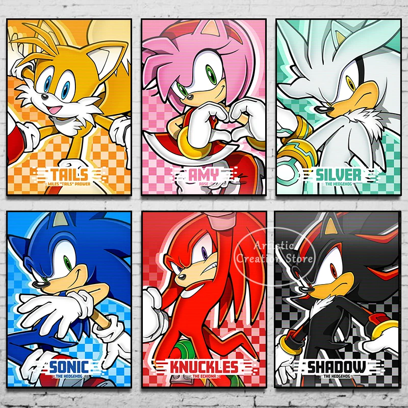 Vintage Art Poster Movie Poster Wall Art Print Anime Wall Poster Canvas Wall Art Art Paper Poster S-Sonic Characters Poster Classic Anime Poster Canvas Painting Prints Wall Art Modern Living Room Bedroom Club Home Decor Gifts