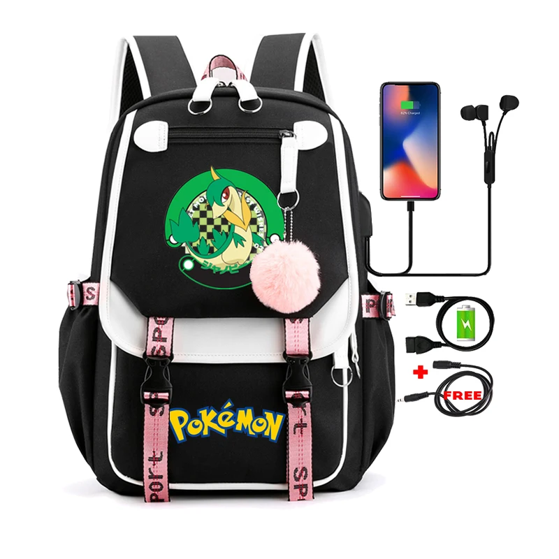 

Pokemon Backpacks for Women Anime School Bag for Teenager Canvas Laptop Back Pack Girl Rucksack Pikachu Mewtwo Rayquaza Backpack