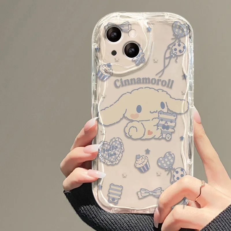 thumbnail image 1 of Funda de silicona suave con diseño de ondas 3D de Sanrio Hello Kitty Cinnamoroll para iPhone 16, 15, 14, 13, 12, 11 Pro Max, Mini X, XR, XSMAX, 8, 7, 6S Plus, 1 of 4