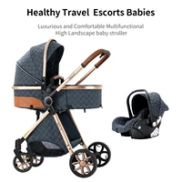 Système de poussette de voyage 3-en-1 Magic ZC, poussette compacte pliable avec nacelle, siège auto pour bébé et siège réversible, landau haute position, roues amortissantes, poignée réglable, pliage à une main, nouveau-né à tout-petit, beige 3