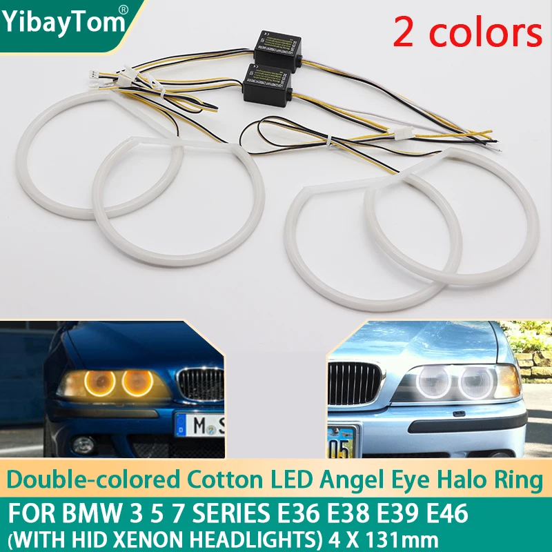 

4x131mm SMD Cotton Light Switchback LED Angel Eye Halo Ring Kit For BMW 3 5 7 SERIES E36 E38 E39 E46 (with HID Xenon headlights)