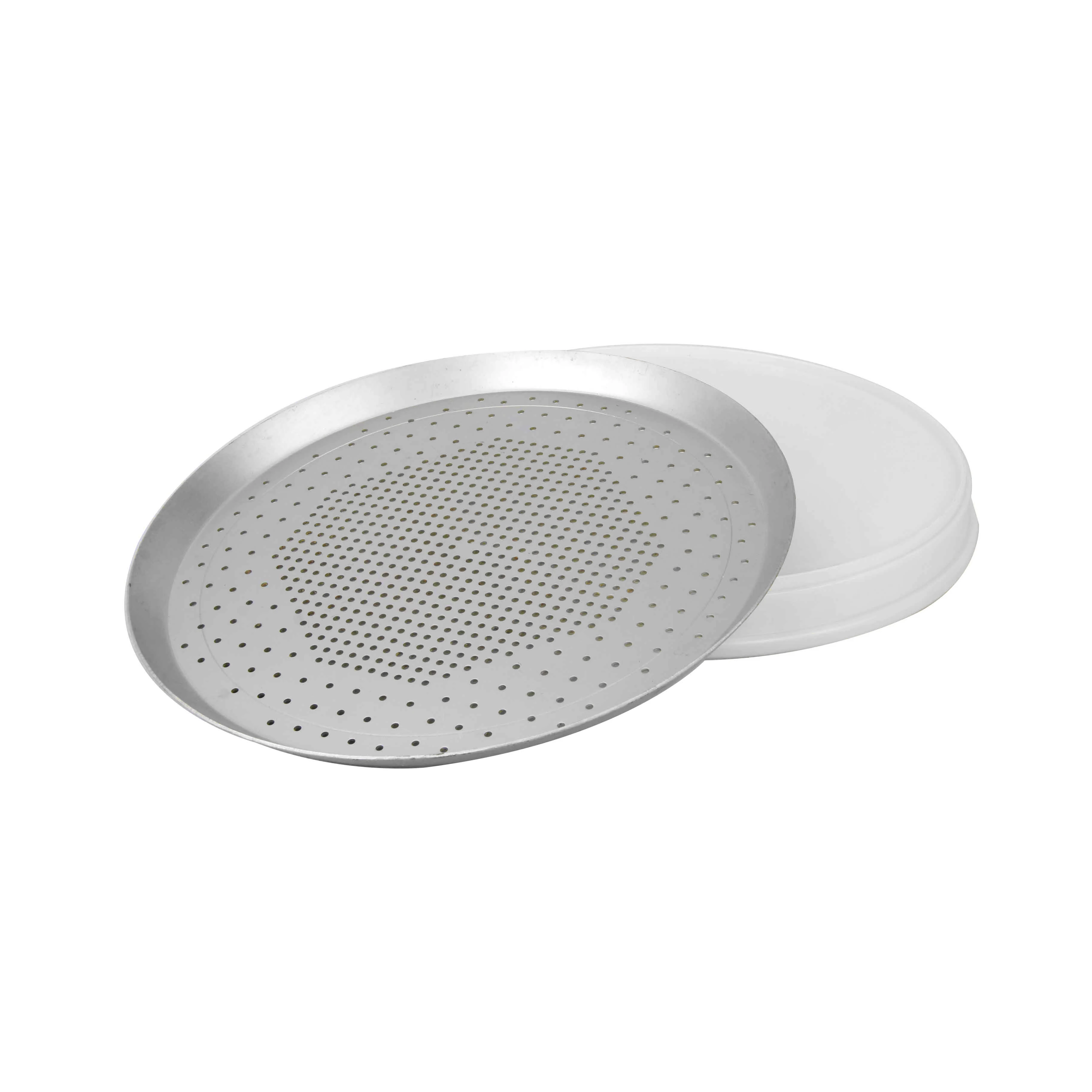intop Aluminum Alloy Non-stick Pizza baking pan with lid set for professional tool Perforated Tray with Hole Oven Heat Resistant