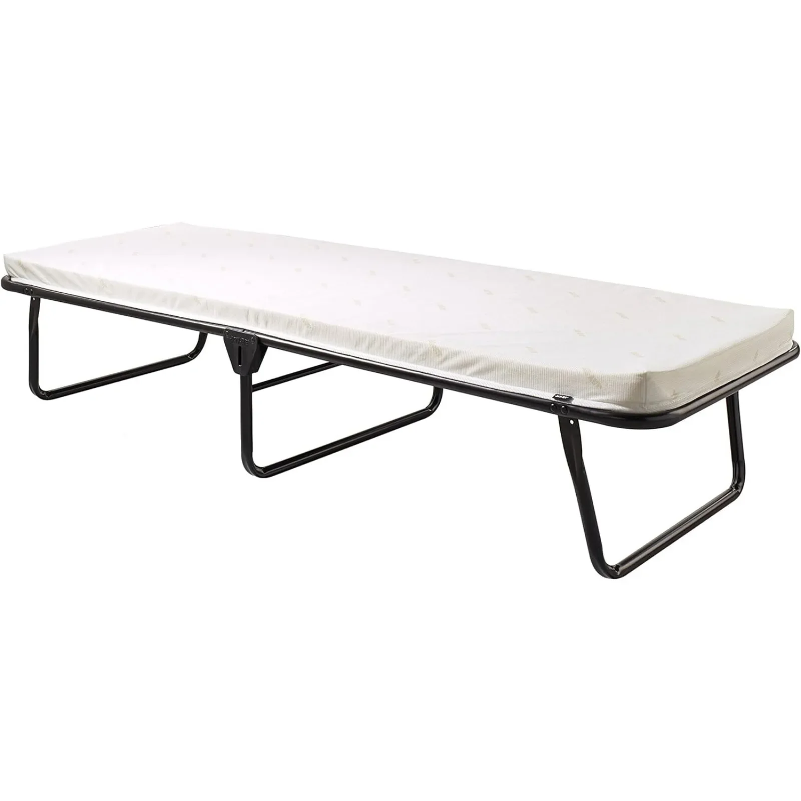 US Folding Cot Bed with Rebound e-Fibre Mattress, Lightweight,Black/White，Portable Rollaway Bed