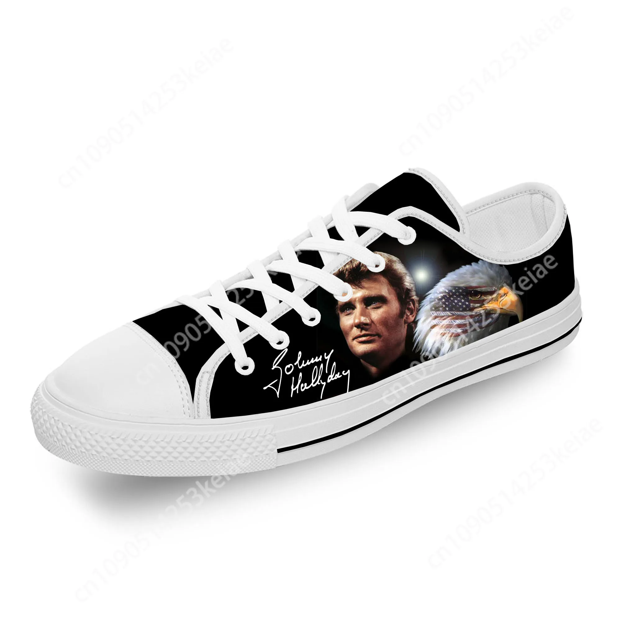 Johnny Hallyday Rock Star Lightweight Cloth 3D Print Funny Fashion Low Top Canvas Shoes Men Women Casual Breathable Sneakers 3