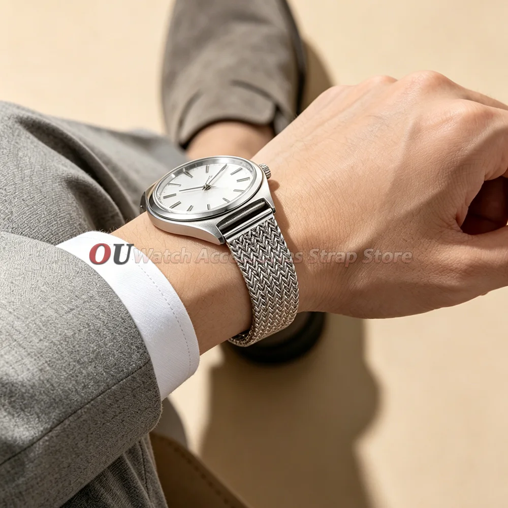 Elegant Mesh Milanese Stainless Steel Watch Strap – Adjustable Universal Bracelet