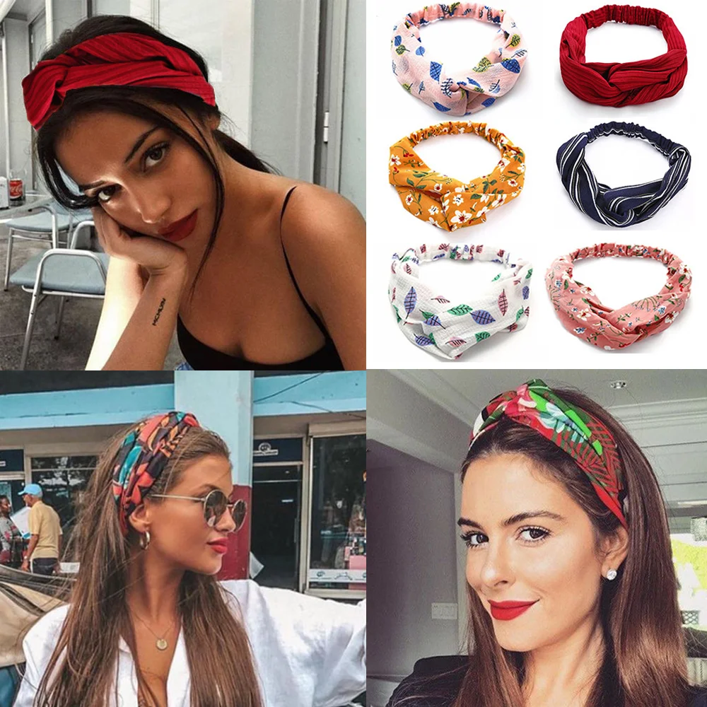 

Bohemian Women Floral Headband Girls Fashion Bandanas Soft Turban Hair Bands Elastic Headwear Head Wrap Hair Accessories