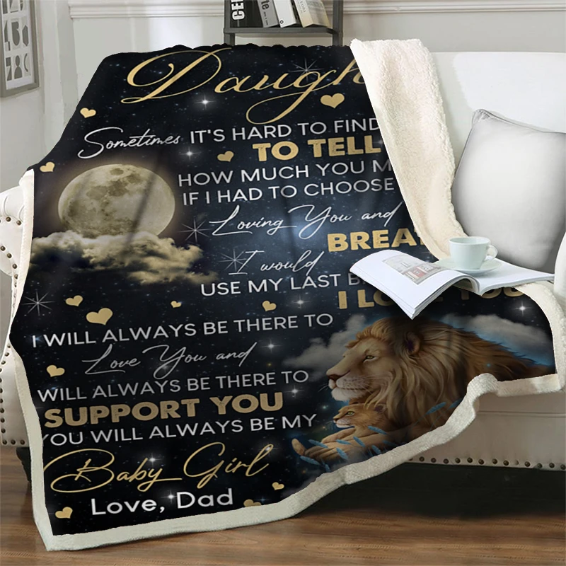 To My Daughter from Mom Letter Dolphin Printed Soft Warm Quilt Fleece Plush Throw Blankets For Beds Sofa Travel Picn