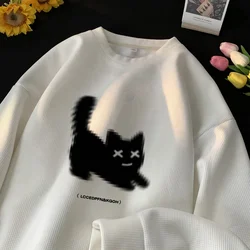 Men's Oversized Hoodie Thin White Walf Checks Hoodies Oversize for Men Funny Cat Print 5XL Man Casual Wear Hoody Male Sweatshirt