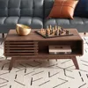 Coffee Table with Storage, Mid Century Modern, Farmhouse Wood Coffee Table for Living Room Fluted (Walnut) 1