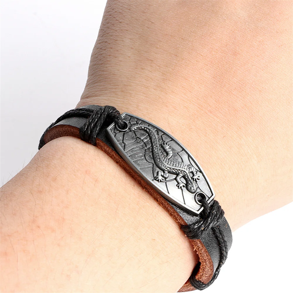 Leather Bracelets 10Pcs/Lot Vintage Metal Charm Star Shaped Women's and Men's Jewelry