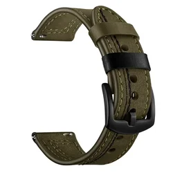 Leather Loop Strap, Premium Wristband Bracelet, 22mm - 22mm width band (Green)