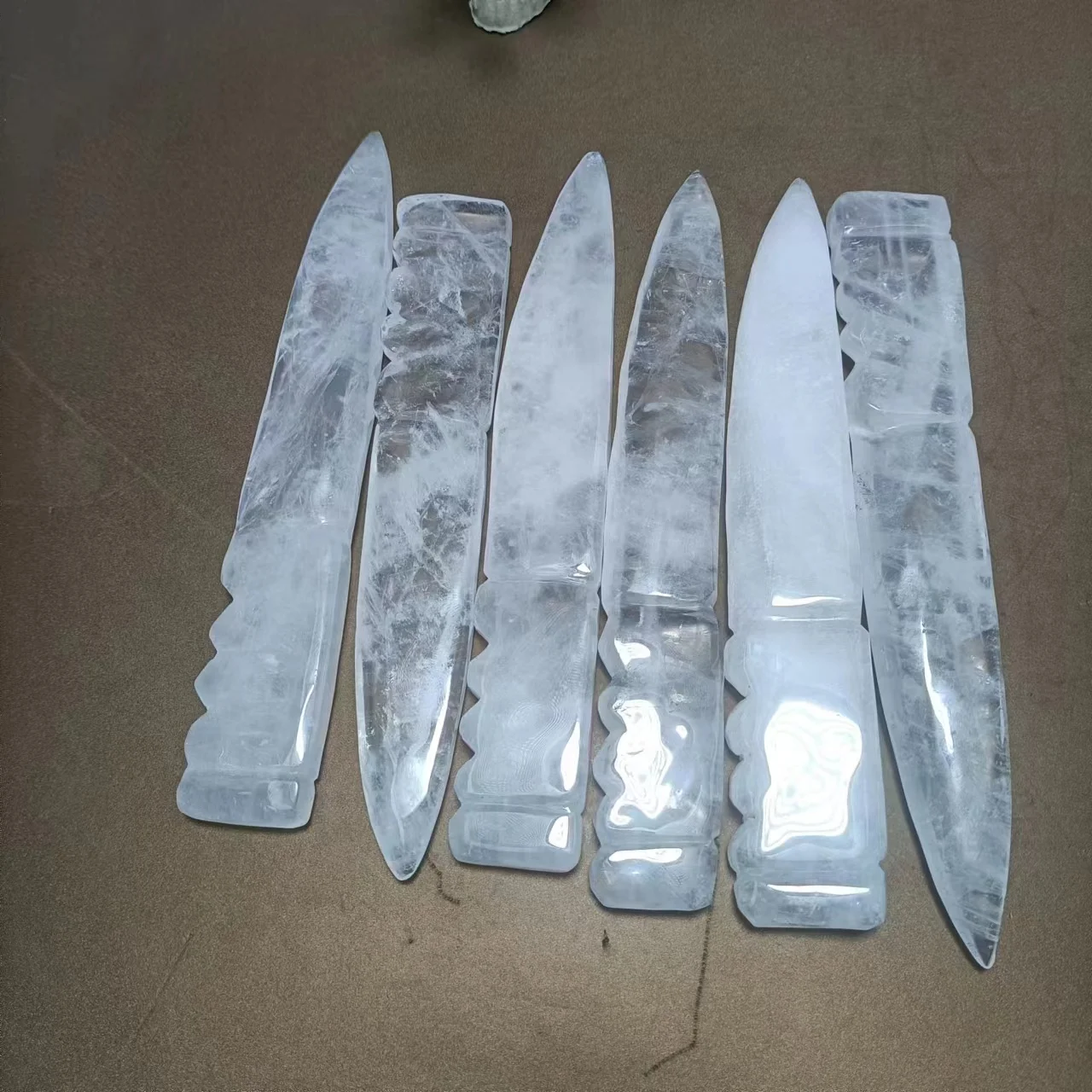 Natural raw stone hand carved energy White crystal knife Quartz crystal carved polished Reiki living room 3