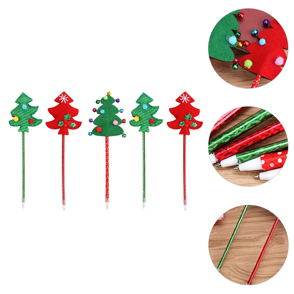 

5 Pcs Christmas Ballpoint Pen Gift Bag Stuffers for Women Lovely Pens Toy Tree Shape School Supplies Plastic Office