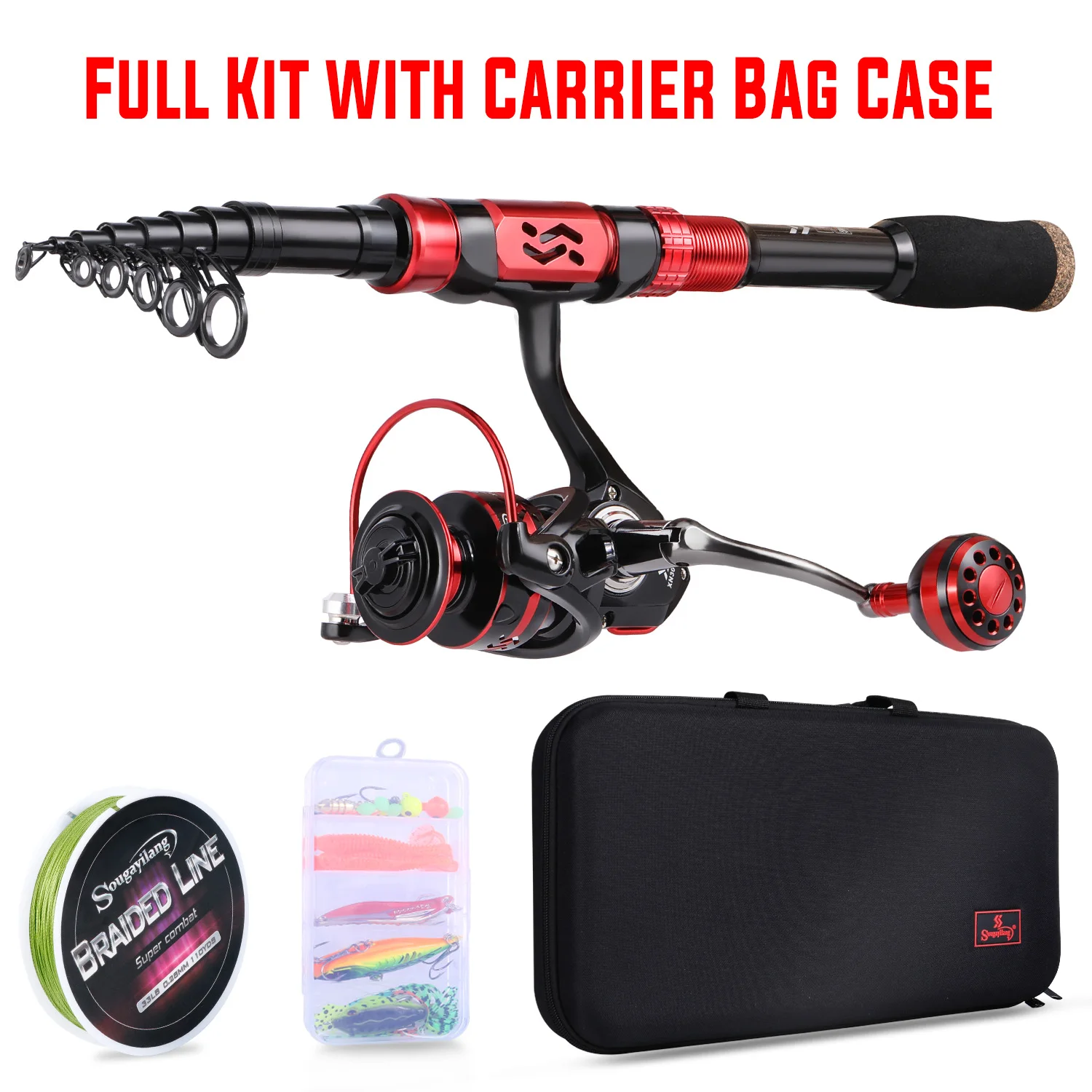 Sougayilang Spinning Fishing Reel Rod Combon Carbon Telescopic Set with Bag  Saltwater Freshwater for All Kid Men Women Beginners - AliExpress