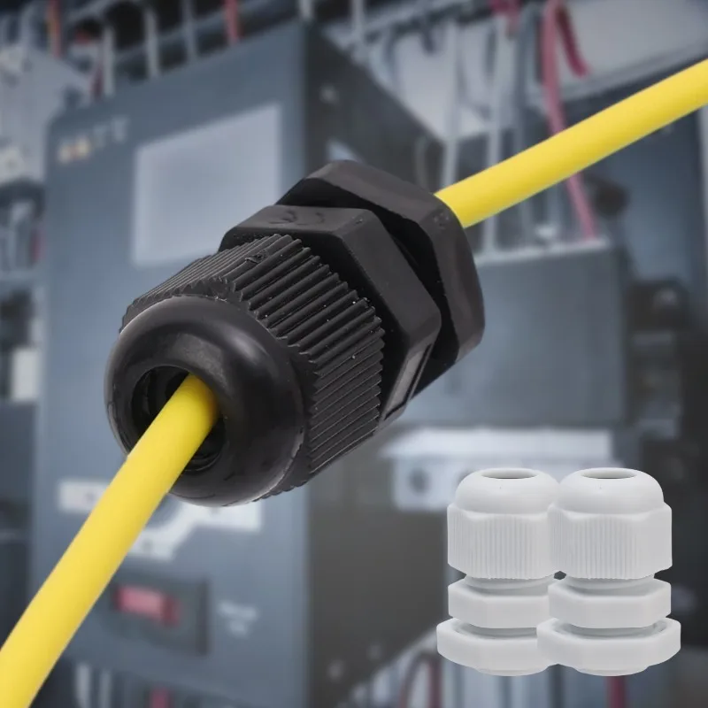 Waterproof Nylon Cable Gland Connector with Adjustable Locknut and Strain Relief Joint, IP68 Rated