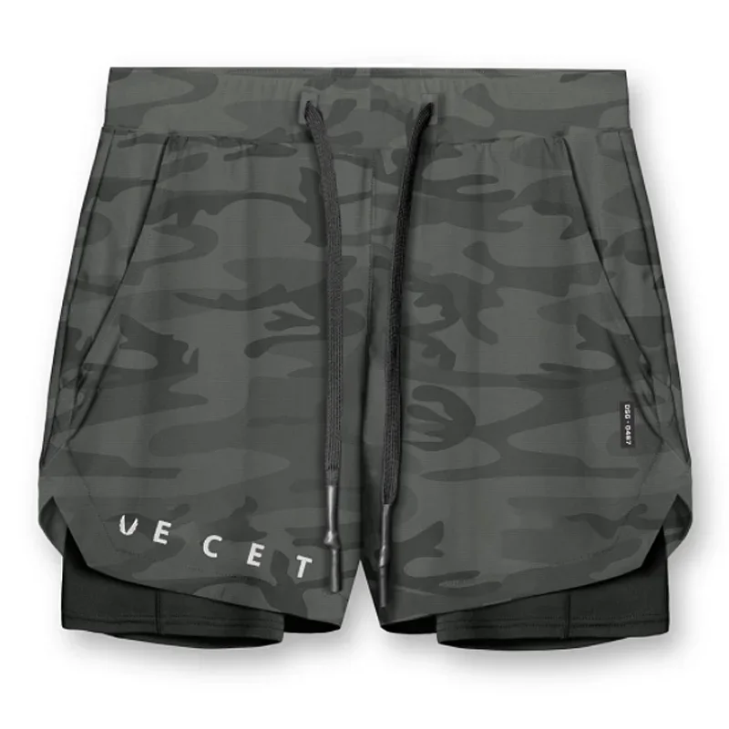 Mens Gyms Fitness 2 in 1 Quick Dry Shorts Summer Running Bodybuilding Jogging Casual Short Pants Workout Male Basketball Bottoms