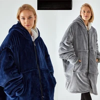Lazy Blanket Hooded Zipper Huggle Thickened Lazy Clothes TV Blanket Lazy Clothes Tv Blanket Pajamas Sweatshirt 1