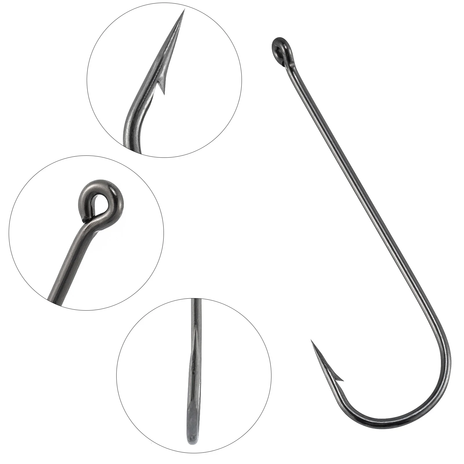 

100pcs Aberdeen Hooks Offset Hooks Long Shank Hooks High Carbon Steel Live Bait Fishing Worm Freshwater for Bass Catfish Trout