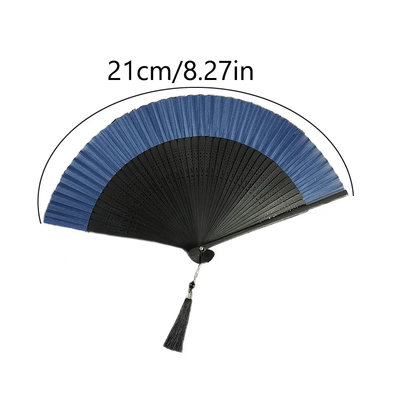 Folding Fan Retro Japanese Style Classical Wooden Shank Hand Held Tessel Female Party Dance Gift Home Decor