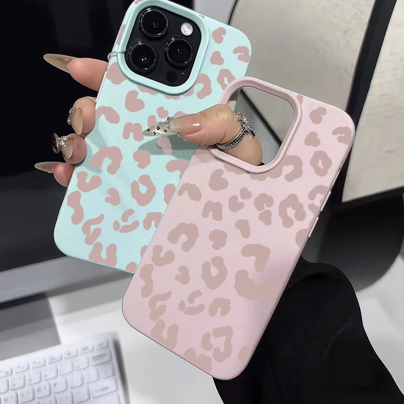 Pink Leopard Print Lichee Pattern Silicone Phone Case Cover