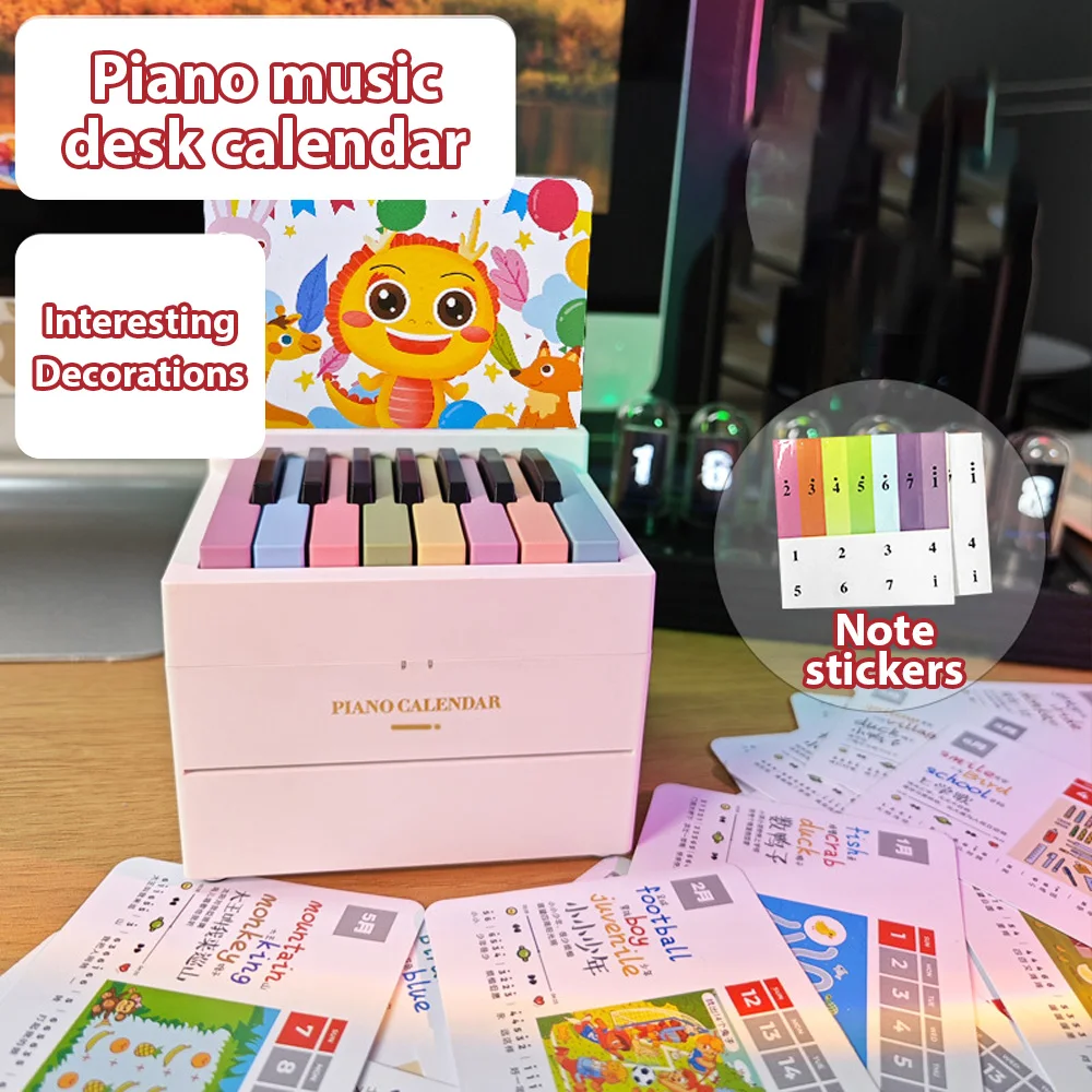 Piano Calendar Mini Playable Piano Desk Calendar Creative Desktop Decoration Music Box Birthday Gifts Weekly Ornament