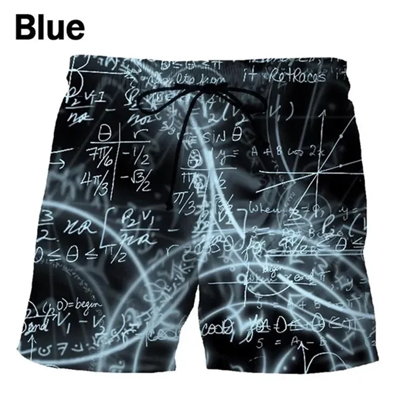 

Fashion Mathematical Formula Beach Shorts For Men 3D Printing Summer Casual Surfing Board Shorts Beachwear Mens Swim Trunks