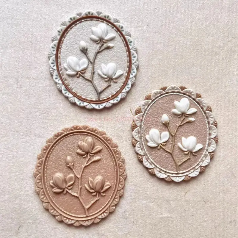 New Wax Seal Stamp Head Magnolia Special-Shaped Multi-Layer Relief Wedding Invitation Envelope Sealing Brass Stamp Toy