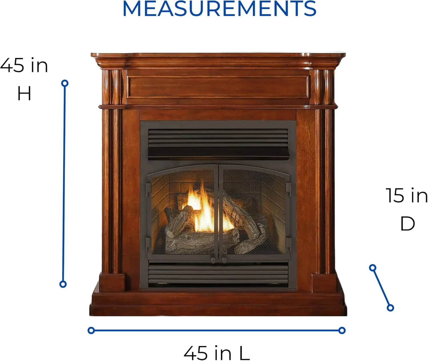Forge Dual Fuel Ventless Gas Fireplace System with Mantle Remote Control 6 Fire Logs Use with Natural Gas or Liquid Propane 6