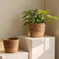 Multi Functional Storage Basket Seaweed Woven Flower Pot Rattan Woven Plant Green Plant Cover Pot Home Decoration Flower Pot Flo 2