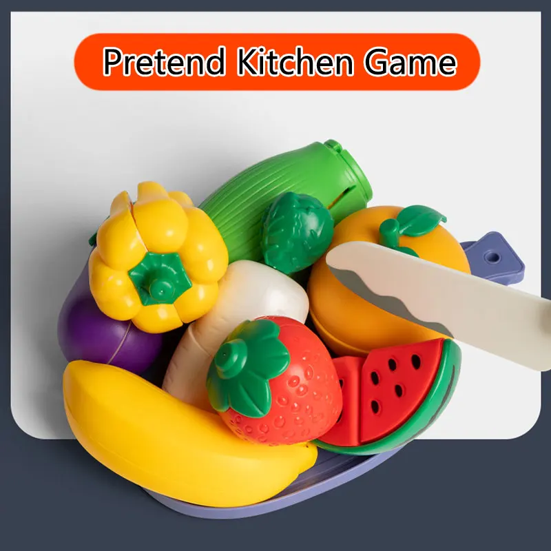 Simulation Peeled Fruit Vegetable Kitchen Toys Children Cutting Food Pretend To Play Games Set Educational Toys Gift For Girls