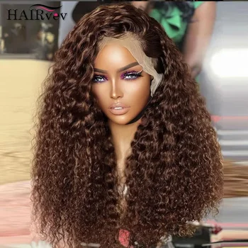 Parrucche di capelli umani ricci castano cioccolato HD per donna, 13x4 13x6, con frontale in pizzo Deep Wave, pre-strappate, capelli umani brasiliani castani
