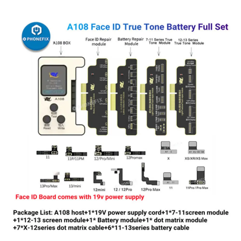 Ay A108 Face Id True Tone Battery Programmer Per Iphone X - 14 Pro Max Face Id Dot Projector Problemi Fix No Saldatura Non Rimozione