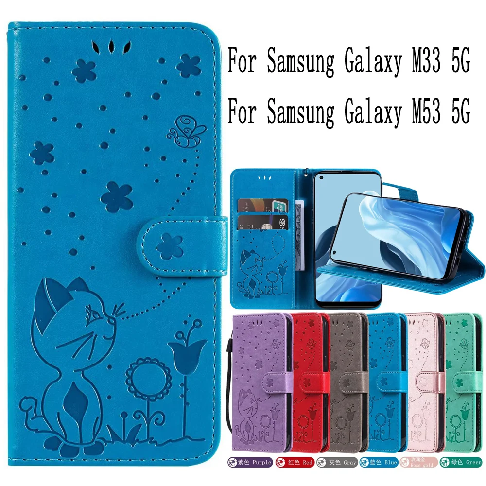 Sunjolly Mobile Phone Cases Covers For Samsung Galaxy M33 M53 5G Case Cover Coque Flip Wallet For Galaxy M53 5G Case