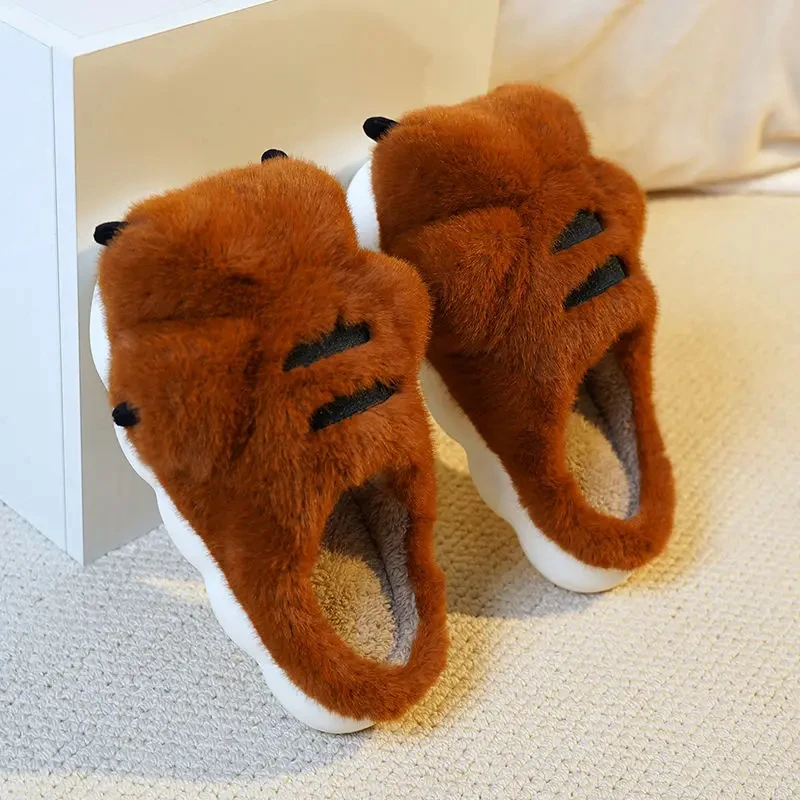 Neue Kitty Claw Furry Loafers Damen Flauschige Slip-On Mules Schuhe Gefütterte Winter Warme Plüsch Hausschuhe Unisex Katzenfuß-Schuhe – Detail 31
