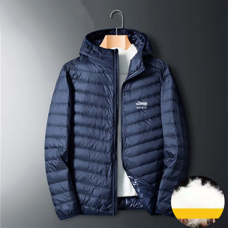 Thin Men's Winter Coats Autumn and Winter Long Down Jackets Stand Collar Short Fallow Light Warm Man Coat Feather New Cold