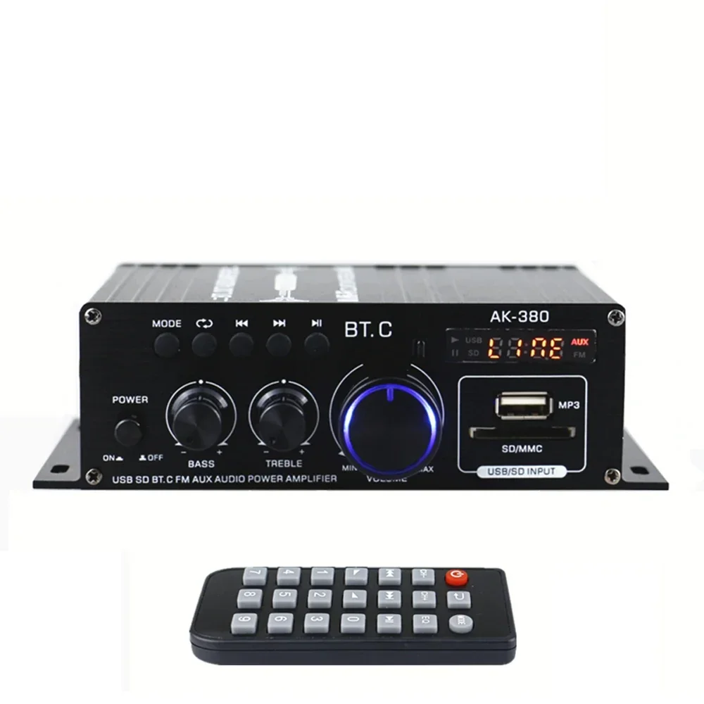 

40W+40W Audio Power Amplifier Portable Sound Amplifier Speaker Amp LCD Backlight Display for Car and Home AK380