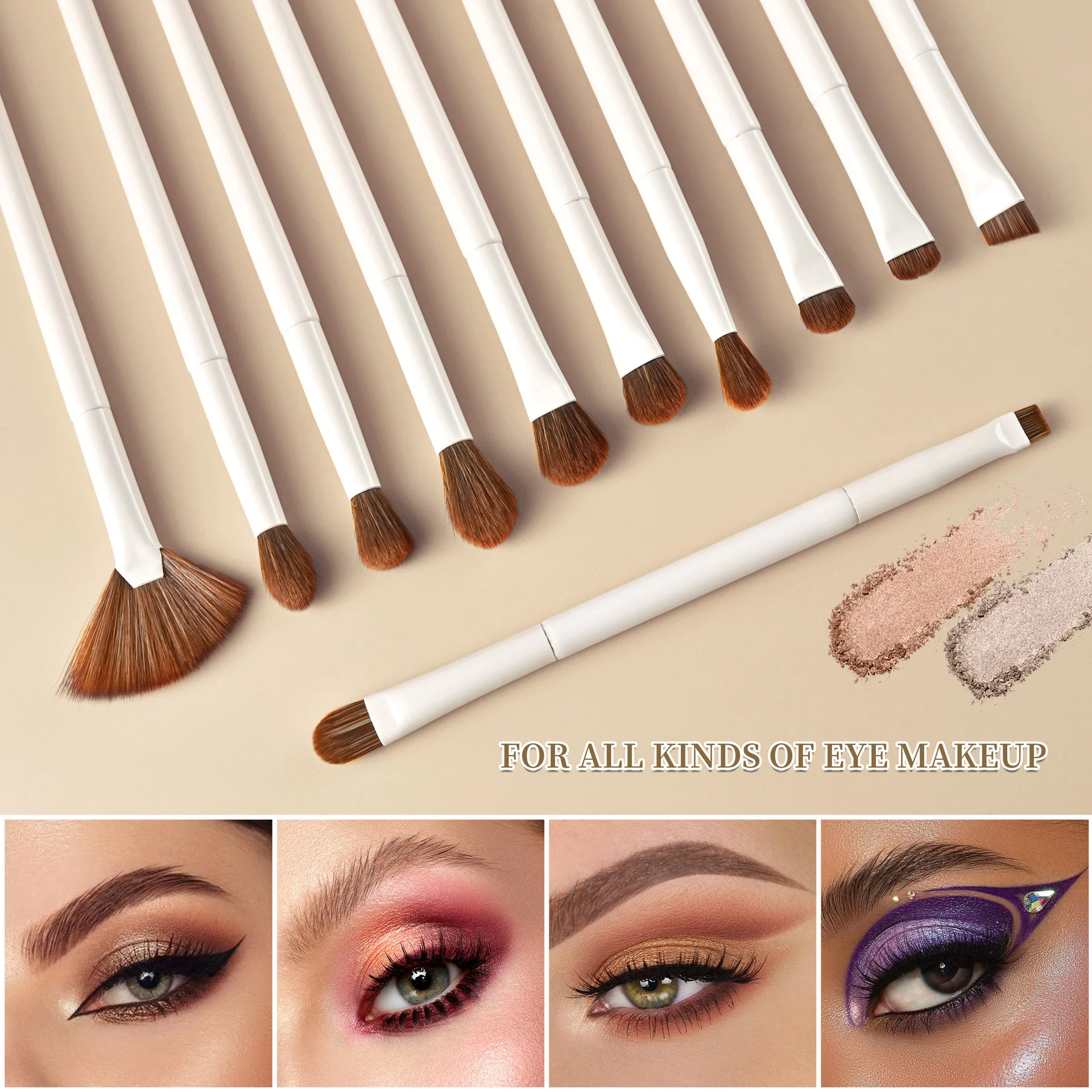 15pcs Makeup Brushes Custom Logo White Color Brown Hair Makeup  Brush Set Private Label Pro Beauty Tools Wholesale 5set/lot 4