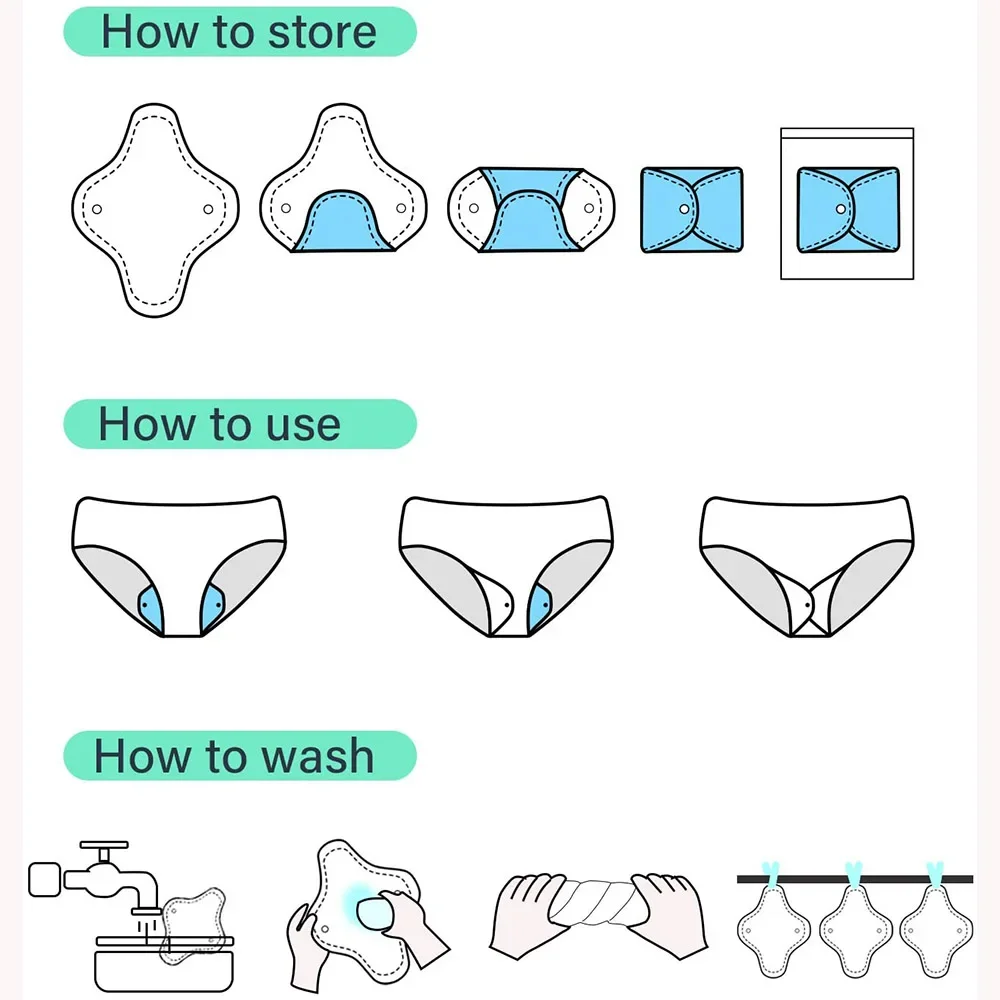 8PCS Reusable Sanitary Napkin Washable Soft Menstrual Pad Women Hygiene Sanitary Towels Postpartum Feminine Nursing Cloth